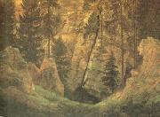 Caspar David Friedrich Cave and Funerary Monument (mk10) painting